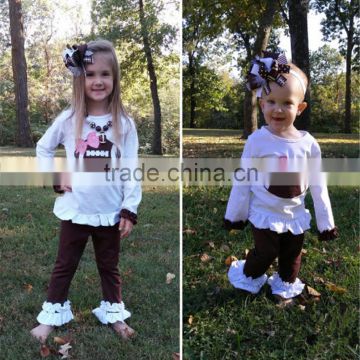 comfortable baby girls ribbon bow decorated ruffle plain sweat suits