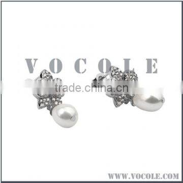 Elegant Princess Style Flower Shaped Pearl Pendant Earrings