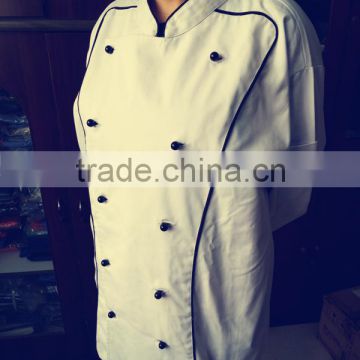 Dould-breasted chef coat/ chef jacket/Double-breasted chef uniform/Chest pocket Long Sleeve Stand Collar Chef Coat
