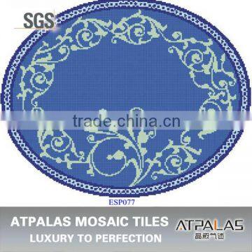 blue round glass mosaic pattern for swimming pool decoration