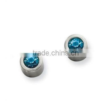 Stainless Steel Blue CZ Post Earrings