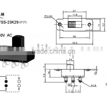 Slide Switch FSS-22K29 ( dip slide switch , miniature slide switch, mini slide switch)
