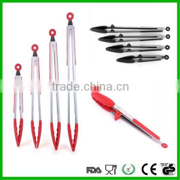 Black/ red handle Food Tongs for Cooking, BBQ Grill