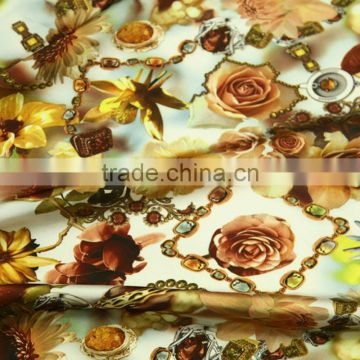 Printed Satin Fabric New Fahion Floral Design