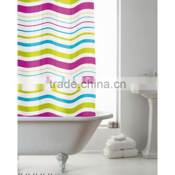 Multi Stripes - Modern Bathroom Shower Curtain With Rings 180 x 180cm