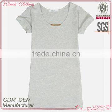 daily/casual hot sale lady t shirt with solid color and sleeve