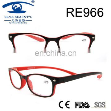 2017 best designer wholesale two-tone printed PC reading glasses
