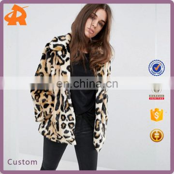 Wholesale Cheapest Price New Design Swing Coat in Leopard Faux Fur