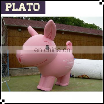 Outdoor promotional inflatable pink pig cartoon animal for trade show
