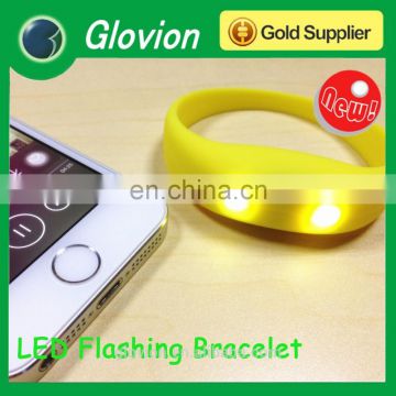 Top selling Flashing sound activated led bracelet with screen logo print