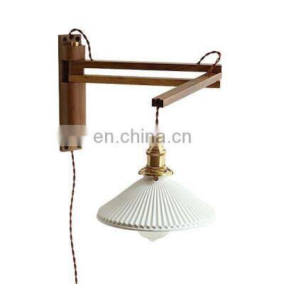 Retro Telescopic Rotating Wall Lamp Led Wood Lamp On The Wall Retractable Folding Rotary Wall Lamp