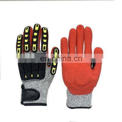 A5 Cut Resistant TPR Safety Gloves With Sandy Nitrile Coated Impact And Activity Gloves For Fork Lift Operation Truck Driving