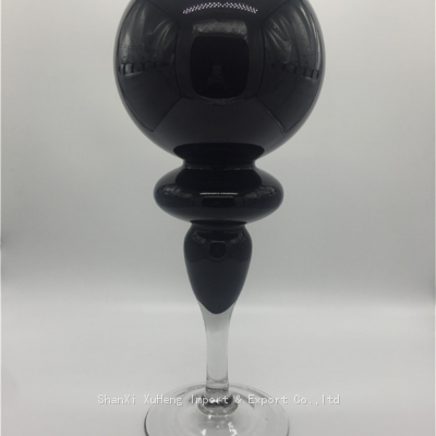 Black Glass Candle Holder Centerpieces  White Colored Glass Vase For Home Decoration