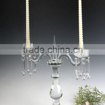 Wholesale amber crystal glass wedding candle holder for decoration