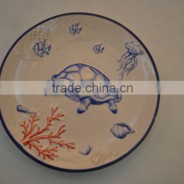 Marine series of embossed 3D porcelain hotel plate