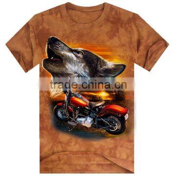 men's t-shirt and short sleeved cotton tie dye of printing animal