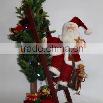 XM- CH1412C 42 inch lighted santa climbing ladder with moving elves for christmas decoration