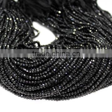 AAA BLACK SPINEL FACETED RONDELLE BEADS 2.5MM-3MM, BLACK SPINEL