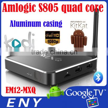 kodi 802.11b/g/n wifi Buletooth4.0 Amlogic S805 quad core EM12 MXQ android 4.4 tv box set top box digital tv cable