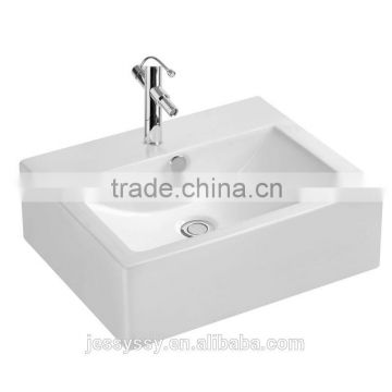 Ceramic rectangle shape above counter art wash basin S18