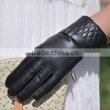 Black rugged patent leather winter glove fleece lined