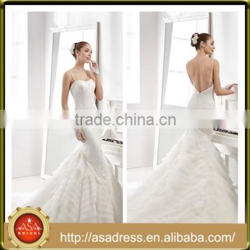 A50 Glamorously Sexy Full-Length Bridal Party Wedding Dress with Double Spaghetti Strap Backless Wedding Gowns for Weddings
