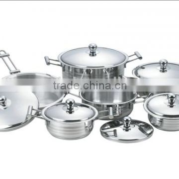 High Quality cooking pots 12pcs stainless steel thermometer cookware set