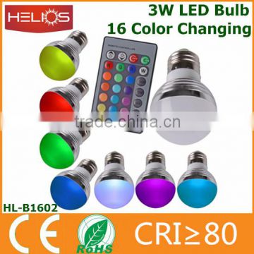 110v 220v remote control 3w 16 color led bulb