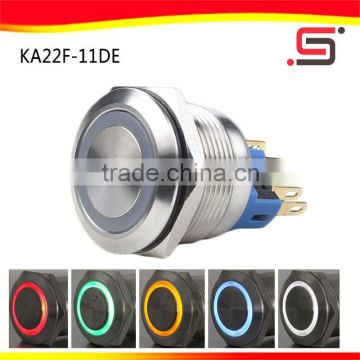 22mm low voltage electric Flat Latching Led push button switch KA22F
