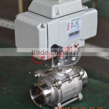 three piece clamp float ball valve with electric actuator