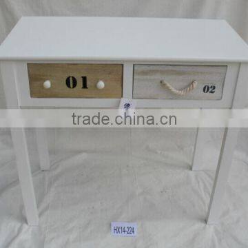 White Two Wooden Drawer Console Table With Storage