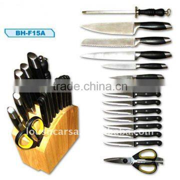 stainless steel kitchen knife set with block
