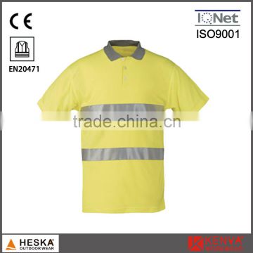 Customize men hivis polo T shirt summer eyebird safety wear with reflective tape