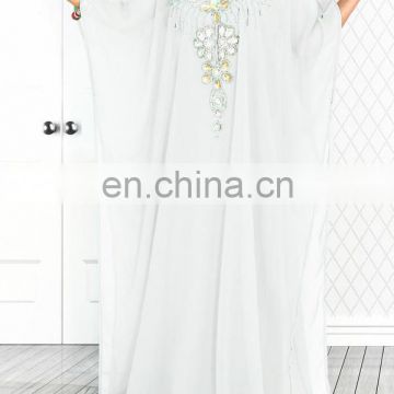 White Style Islamic Arabian Moroccan Kaftan Maxi Dress for women