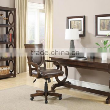 Sectional wooden home furniture of bookcase , desk and swivel chair