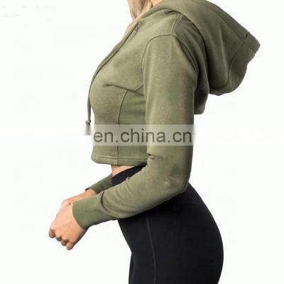 High Evaluation Lovely Girls Long Sleeve Sexy Sports Crop Tops Casual Soft Frenulum Running Hoodies