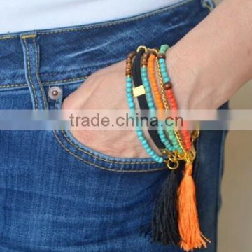 Tribal Bracelet ,Tassel Bracelet ,Beaded Bracelet ,Boho Bracelet ,Gypsy Bracelet Women's Accessory , Summer Bracelet