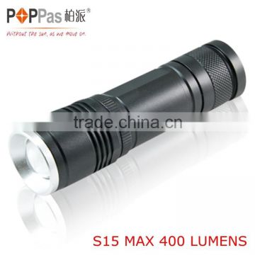POPPAS S15 T6 10W rechargeable zoom adjustable led flashlight