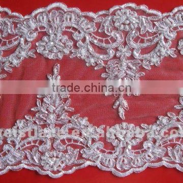 Beaded mesh lace