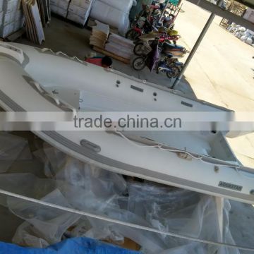 white 4.2m fiberglass inflatable boat with CE certification