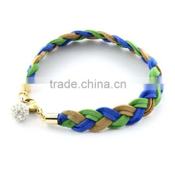 Wholesale three-colour leather zircon ball, friendship bracelets bulk                        
                                                Quality Choice