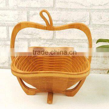 Eco-friendly and duralbe foldable apple shape bamboo fruit basket