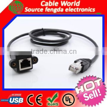 THE NEW 1FT 2FT 3FT RJ45 Male to Fe- Screw Panel Mount Ethernet LAN Network Extension Cable