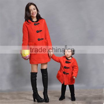 Mother and baby beautiful wool girl winter coats