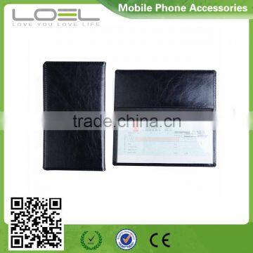 China leather factory price checkbook holder leather checkbook case