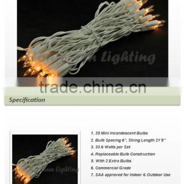CE Approved 35 Mini Incandescent String Light Non- Lamp- Lock 21'8"