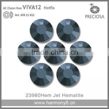 PRECIOSA Flat Back Hot Fix Rhinestones, Jet Hematite MC Chaton Rose VIVA12