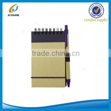 Kraft paper bulk spiral notebooks with pen and elastic band