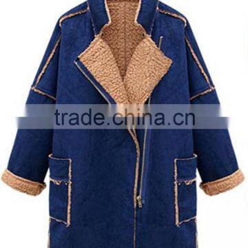 Women Faux Suede Winter Coat With Sherpa Lined