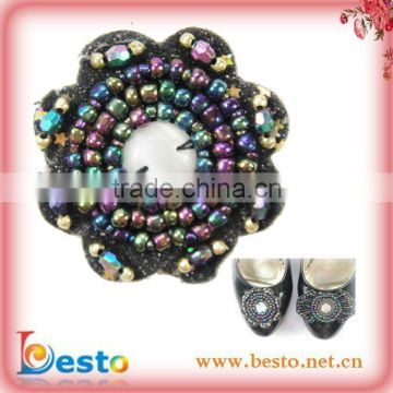 SF0181 Pretty cute colorful shinning bead plastic shoe flowers